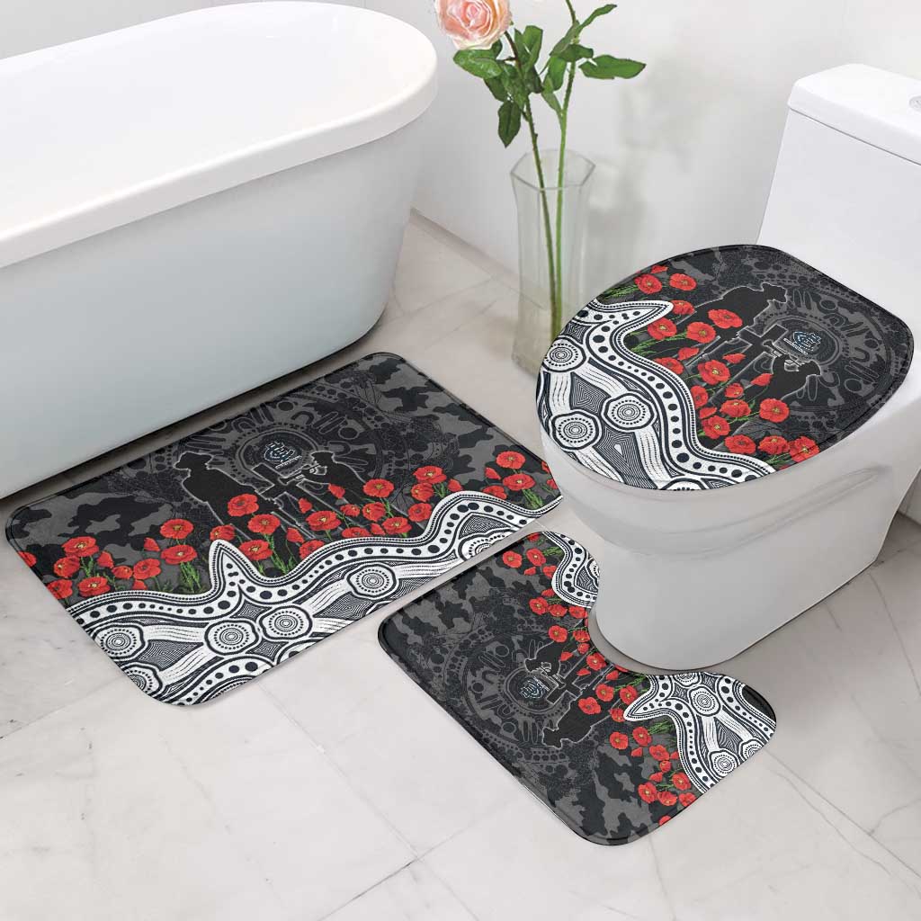 Carlton Blues ANZAC Day Bathroom Set Indigenous Dot Art with Poppy Flower Tribute