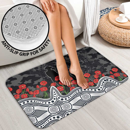 Carlton Blues ANZAC Day Bathroom Set Indigenous Dot Art with Poppy Flower Tribute
