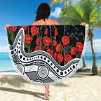 Carlton Blues ANZAC Day Beach Blanket Indigenous Dot Art with Poppy Flower Tribute