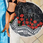 Carlton Blues ANZAC Day Beach Blanket Indigenous Dot Art with Poppy Flower Tribute