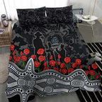 Carlton Blues ANZAC Day Bedding Set Indigenous Dot Art with Poppy Flower Tribute