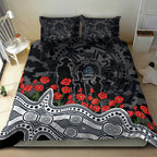 Carlton Blues ANZAC Day Bedding Set Indigenous Dot Art with Poppy Flower Tribute
