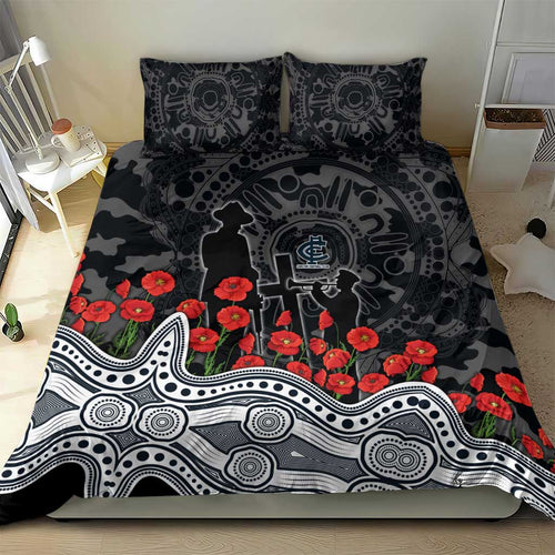 Carlton Blues ANZAC Day Bedding Set Indigenous Dot Art with Poppy Flower Tribute