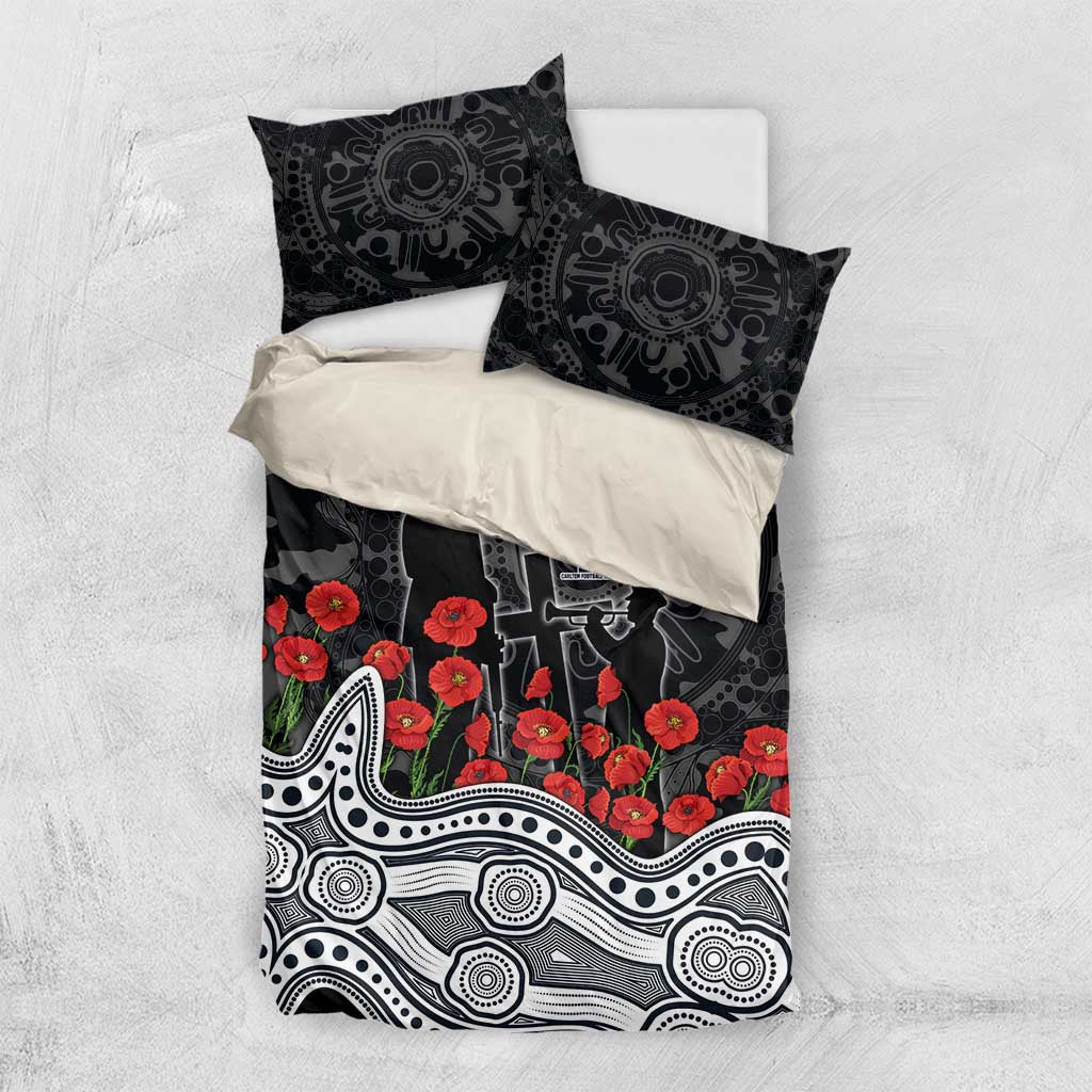 Carlton Blues ANZAC Day Bedding Set Indigenous Dot Art with Poppy Flower Tribute