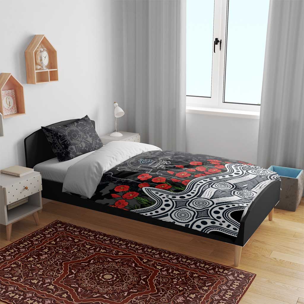 Carlton Blues ANZAC Day Bedding Set Indigenous Dot Art with Poppy Flower Tribute