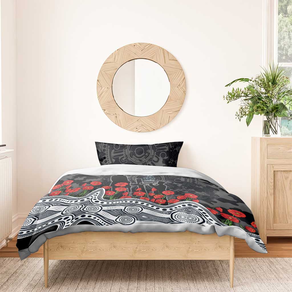 Carlton Blues ANZAC Day Bedding Set Indigenous Dot Art with Poppy Flower Tribute
