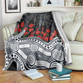 Carlton Blues ANZAC Day Blanket Indigenous Dot Art with Poppy Flower Tribute