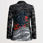 Carlton Blues ANZAC Day Blazer Indigenous Dot Art with Poppy Flower Tribute