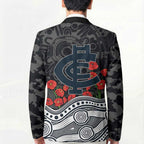 Carlton Blues ANZAC Day Blazer Indigenous Dot Art with Poppy Flower Tribute