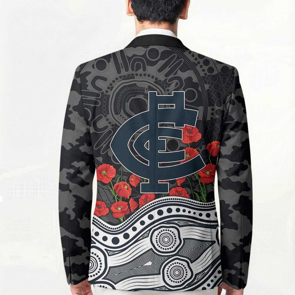 Carlton Blues ANZAC Day Blazer Indigenous Dot Art with Poppy Flower Tribute