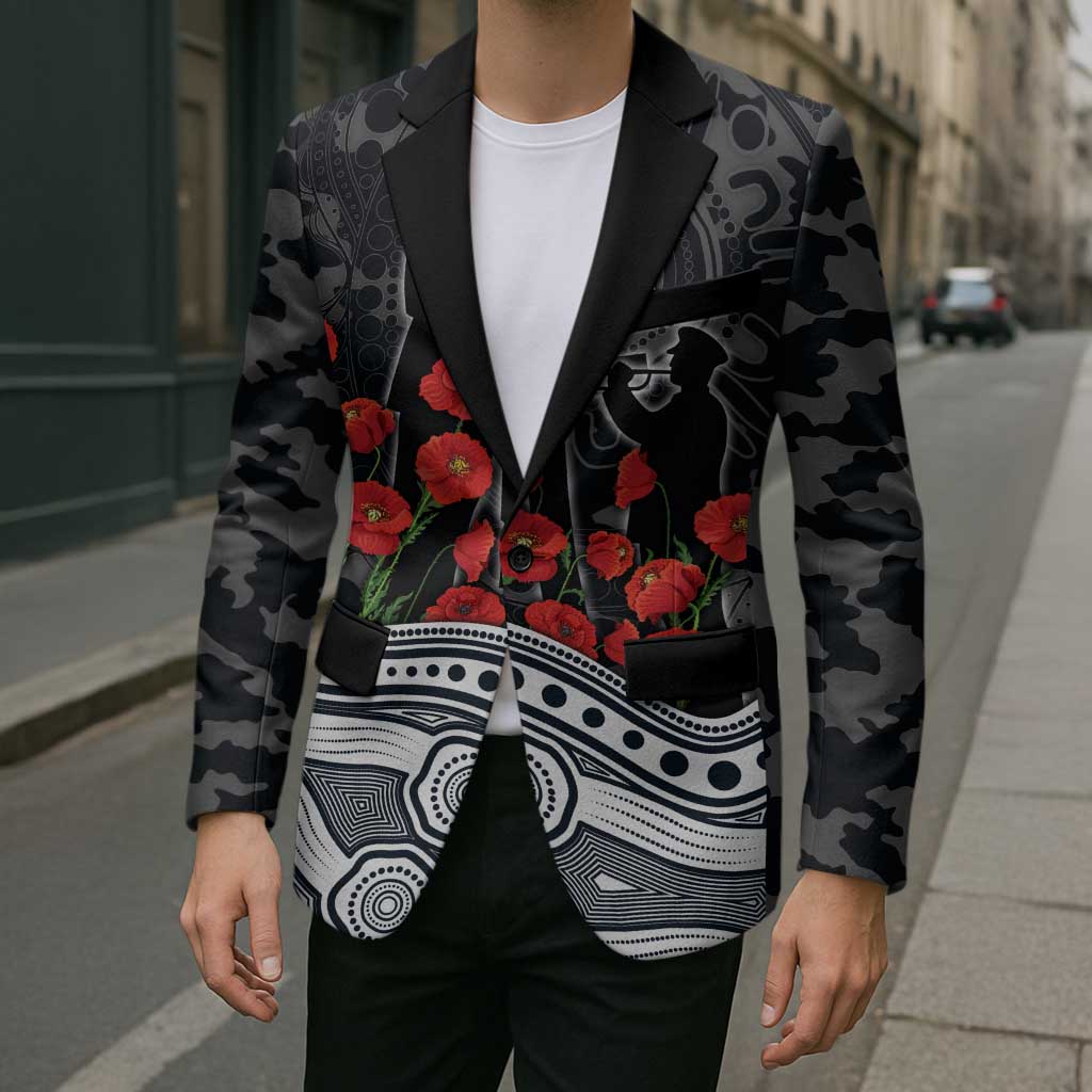 Carlton Blues ANZAC Day Blazer Indigenous Dot Art with Poppy Flower Tribute