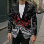 Carlton Blues ANZAC Day Blazer Indigenous Dot Art with Poppy Flower Tribute
