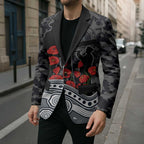 Carlton Blues ANZAC Day Blazer Indigenous Dot Art with Poppy Flower Tribute