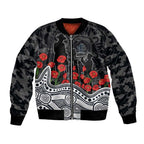 Carlton Blues ANZAC Day Bomber Jacket Indigenous Dot Art with Poppy Flower Tribute
