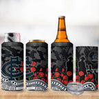 Carlton Blues ANZAC Day 4 in 1 Can Cooler Tumbler Indigenous Dot Art with Poppy Flower Tribute