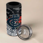 Carlton Blues ANZAC Day 4 in 1 Can Cooler Tumbler Indigenous Dot Art with Poppy Flower Tribute