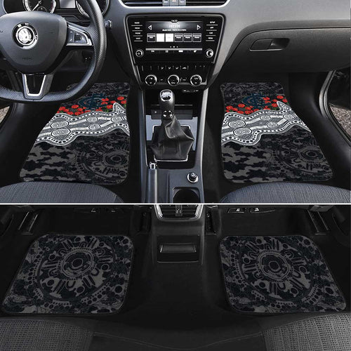 Carlton Blues ANZAC Day Car Mats Indigenous Dot Art with Poppy Flower Tribute