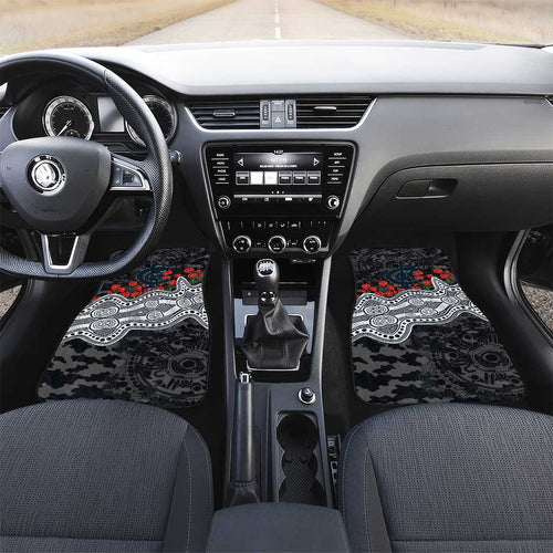 Carlton Blues ANZAC Day Car Mats Indigenous Dot Art with Poppy Flower Tribute