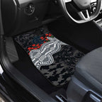 Carlton Blues ANZAC Day Car Mats Indigenous Dot Art with Poppy Flower Tribute