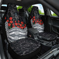 Carlton Blues ANZAC Day Car Seat Cover Indigenous Dot Art with Poppy Flower Tribute