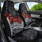 Carlton Blues ANZAC Day Car Seat Cover Indigenous Dot Art with Poppy Flower Tribute