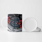 Carlton Blues ANZAC Day Ceramic Mug Indigenous Dot Art with Poppy Flower Tribute