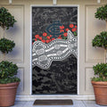 Carlton Blues ANZAC Day Door Cover Indigenous Dot Art with Poppy Flower Tribute