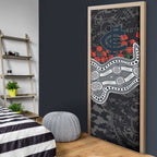Carlton Blues ANZAC Day Door Cover Indigenous Dot Art with Poppy Flower Tribute