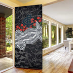 Carlton Blues ANZAC Day Door Cover Indigenous Dot Art with Poppy Flower Tribute