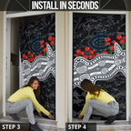 Carlton Blues ANZAC Day Door Cover Indigenous Dot Art with Poppy Flower Tribute