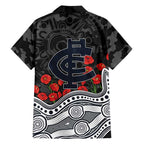 Carlton Blues ANZAC Day Family Matching Mermaid Dress and Hawaiian Shirt Indigenous Dot Art with Poppy Flower Tribute