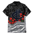Carlton Blues ANZAC Day Family Matching Tank Maxi Dress and Hawaiian Shirt Indigenous Dot Art with Poppy Flower Tribute