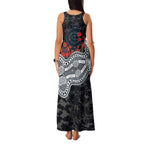 Carlton Blues ANZAC Day Family Matching Tank Maxi Dress and Hawaiian Shirt Indigenous Dot Art with Poppy Flower Tribute