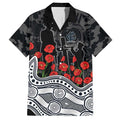 Carlton Blues ANZAC Day Hawaiian Shirt Indigenous Dot Art with Poppy Flower Tribute