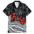 Carlton Blues ANZAC Day Hawaiian Shirt Indigenous Dot Art with Poppy Flower Tribute