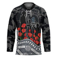 Carlton Blues ANZAC Day Hockey Jersey Indigenous Dot Art with Poppy Flower Tribute