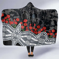 Carlton Blues ANZAC Day Hooded Blanket Indigenous Dot Art with Poppy Flower Tribute