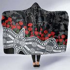 Carlton Blues ANZAC Day Hooded Blanket Indigenous Dot Art with Poppy Flower Tribute