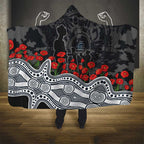 Carlton Blues ANZAC Day Hooded Blanket Indigenous Dot Art with Poppy Flower Tribute