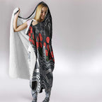 Carlton Blues ANZAC Day Hooded Blanket Indigenous Dot Art with Poppy Flower Tribute