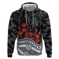 Carlton Blues ANZAC Day Hoodie Indigenous Dot Art with Poppy Flower Tribute