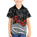 Carlton Blues ANZAC Day Kid Hawaiian Shirt Indigenous Dot Art with Poppy Flower Tribute