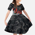 Carlton Blues ANZAC Day Kid Short Sleeve Dress Indigenous Dot Art with Poppy Flower Tribute