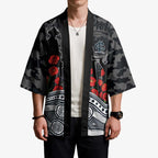 Carlton Blues ANZAC Day Kimono Indigenous Dot Art with Poppy Flower Tribute