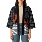 Carlton Blues ANZAC Day Kimono Indigenous Dot Art with Poppy Flower Tribute