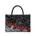 Carlton Blues ANZAC Day Leather Bag Indigenous Dot Art with Poppy Flower Tribute