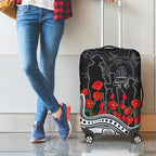 Carlton Blues ANZAC Day Luggage Cover Indigenous Dot Art with Poppy Flower Tribute