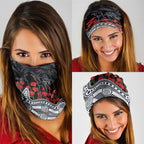 Carlton Blues ANZAC Day Neck Gaiter Indigenous Dot Art with Poppy Flower Tribute