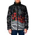 Carlton Blues ANZAC Day Padded Jacket Indigenous Dot Art with Poppy Flower Tribute