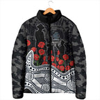 Carlton Blues ANZAC Day Padded Jacket Indigenous Dot Art with Poppy Flower Tribute